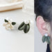 Jewelry WholesaleWholesale asymmetric leaf gardenia flower pearl alloy earrings JDC-ES-HZQ004 Earrings 青之荷 %variant_option1% %variant_option2% %variant_option3%  Factory Price JoyasDeChina Joyas De China