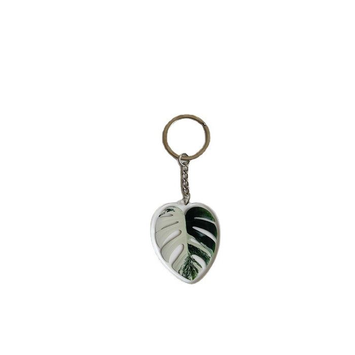 Wholesale Creative Simulation Leaf Acrylic Keychain Pendant JDC-KC-HeRun002