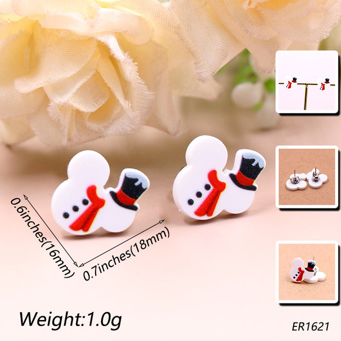 Wholesale Earrings Acrylic Christmas Cute Hat Stud Earrings MOQ≥5 JDC-ES-XYan005