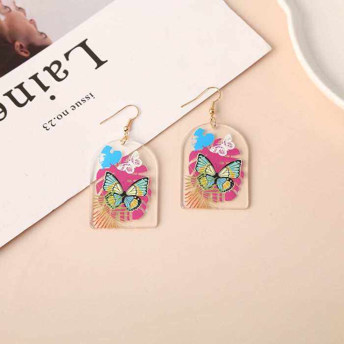 Wholesale Earrings Acrylic Water Drops Square Oval Butterfly JDC-ES-YanC010