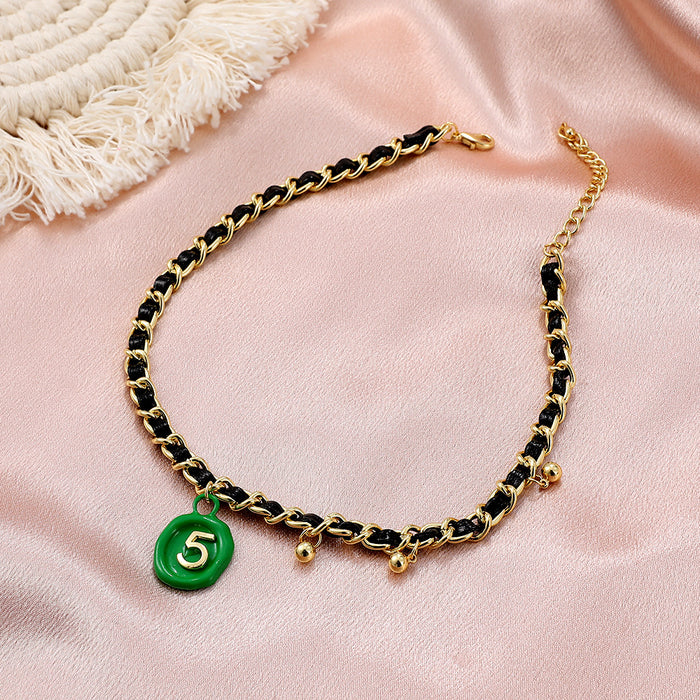 Wholesale Necklace Leather Wrapped Flower Necklace MOQ≥2 JDC-NE-D057