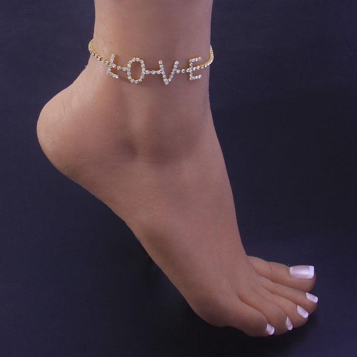 Wholesale Personalized Letter Rhinestone Anklet JDC-AS-XinS031