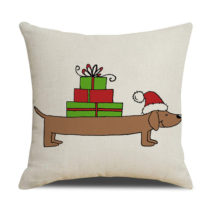 Concaso de almohada de lino con estampado de animales blancos de Navidad al por mayor MOQ≥2 JDC-PW-XIANGREN004