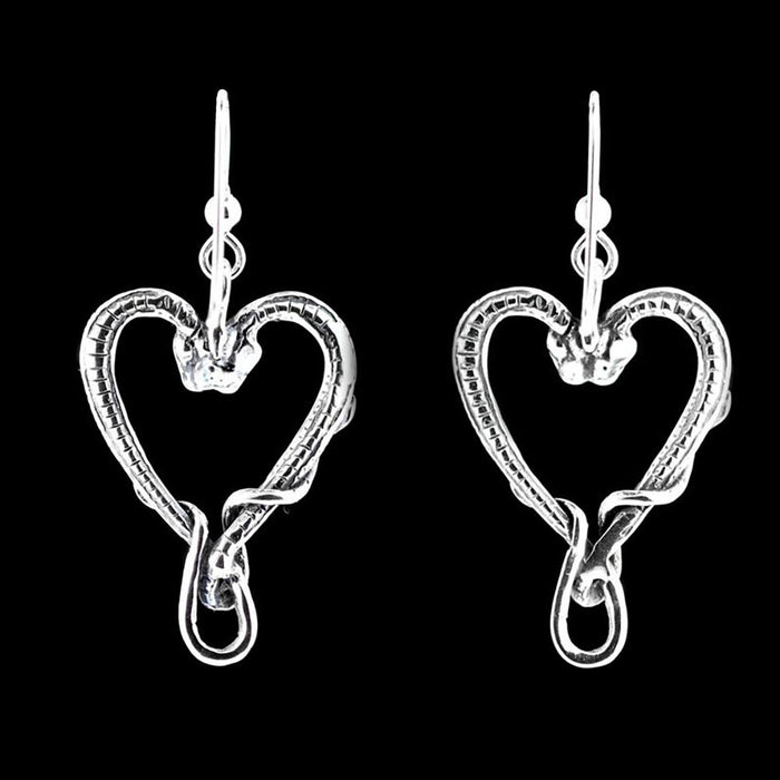 Wholesale Earrings Alloy Heart Double Serpent MOQ≥2 JDC-ES-jugou011