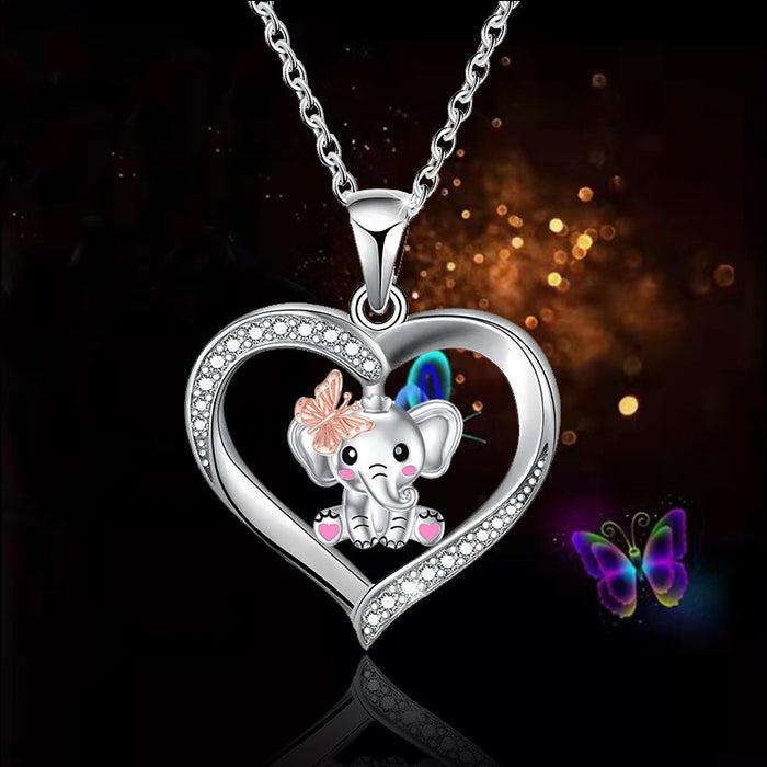 Wholesale Fashion Women's Love Butterfly Elephant Pendant Necklace MOQ≥2 JDC-NE-JYS024