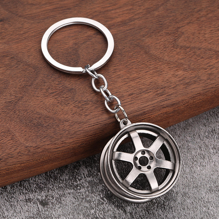 Wholesale three-dimensional car modification accessories wheel metal keychain JDC-KC-YiJ005