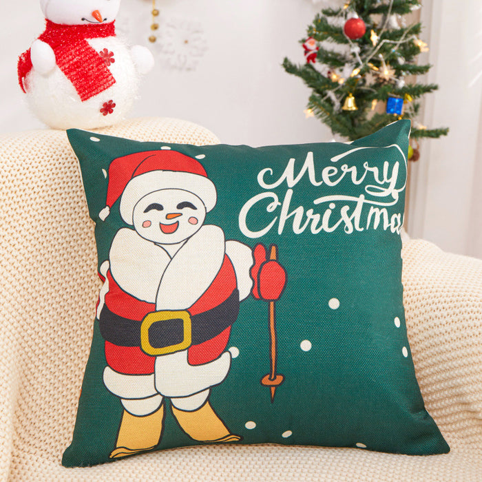 Wholesale Pillowcase Christmas Polyester Snowman Cartoon Print JDC-PW-RRL003