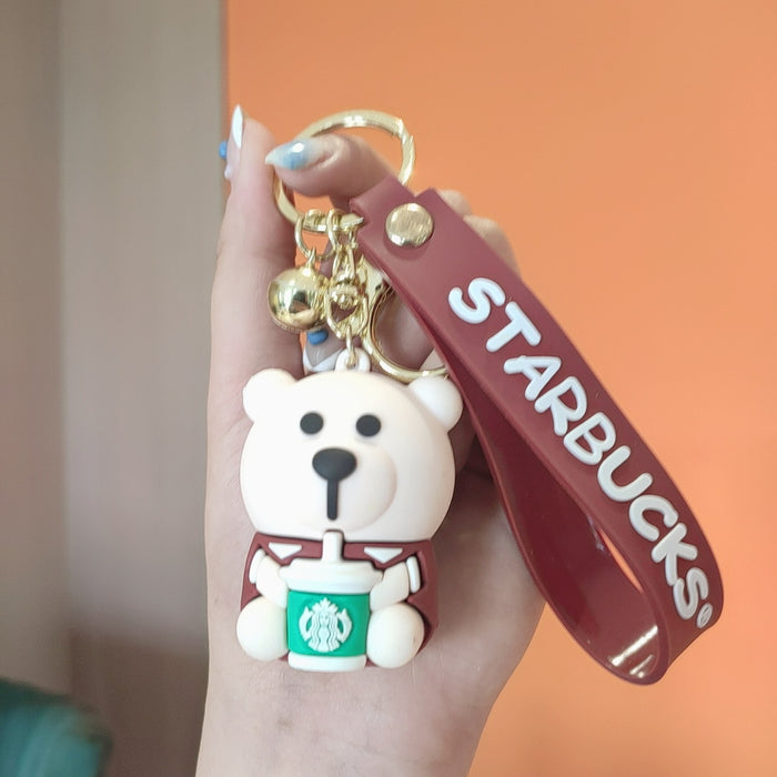 Wholesale PVC Cartoon Star Coffee Bear Keychain (M) MOQ≥2 JDC-KC-ZWu004