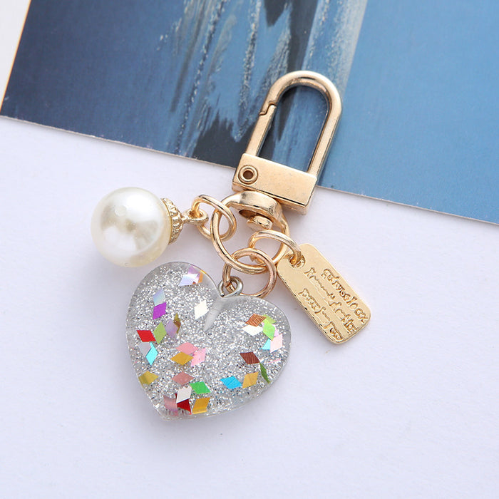 Wholesale love bell keychain pendant small fresh broken color love resin MOQ≥2 JDC-KC-JRen003