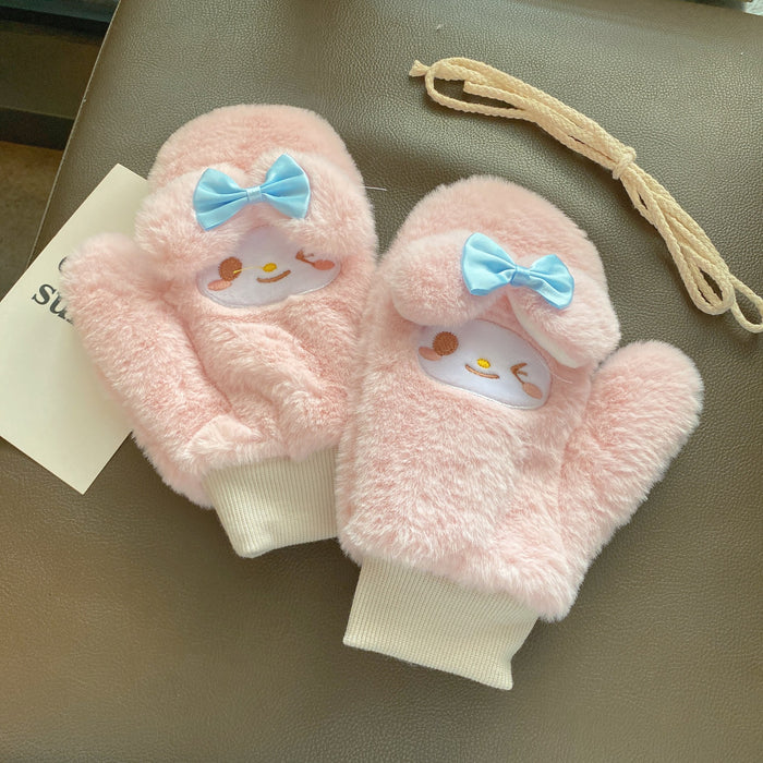 Wholesale Gloves Polyester Plus Velvet Cute Cartoon Bow Bunny MOQ≥2 JDC-GS-JingZ007