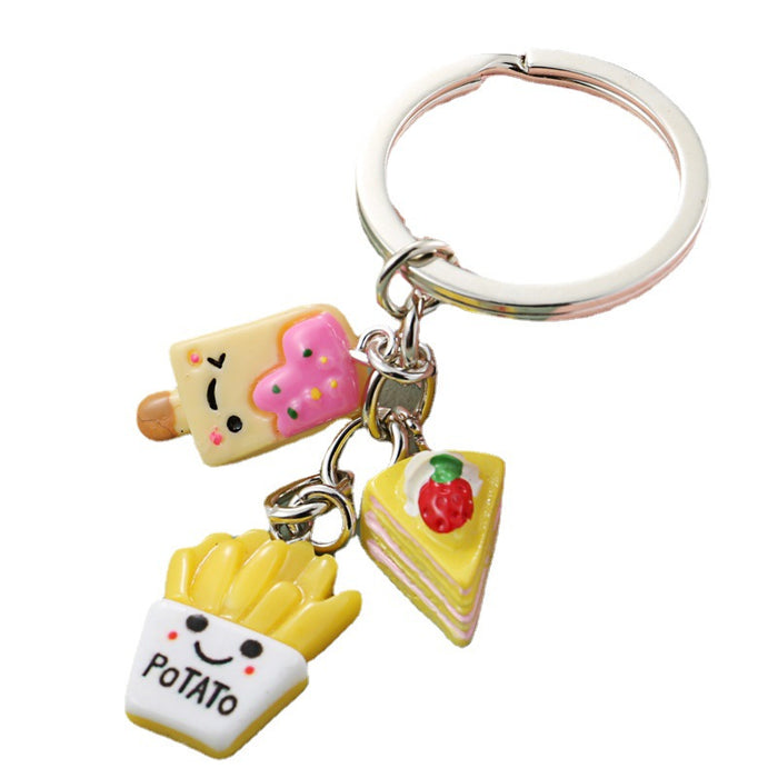 Wholesale Resin Simulation Notched Keychain Pink JDC-KC-XiangH008