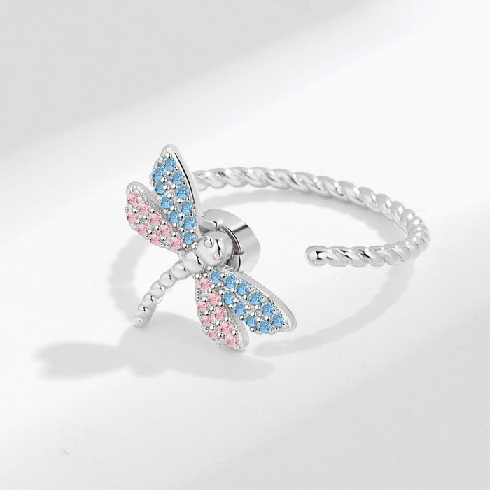 Wholesale Dragonfly Spinning Diamond Copper Adjustable Ring JDC-RS-YJY007