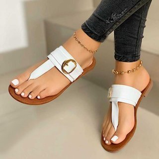 Wholesale summer plus size herringbone sandals women thongs thick heel buckle JDC-SD-HengJ001