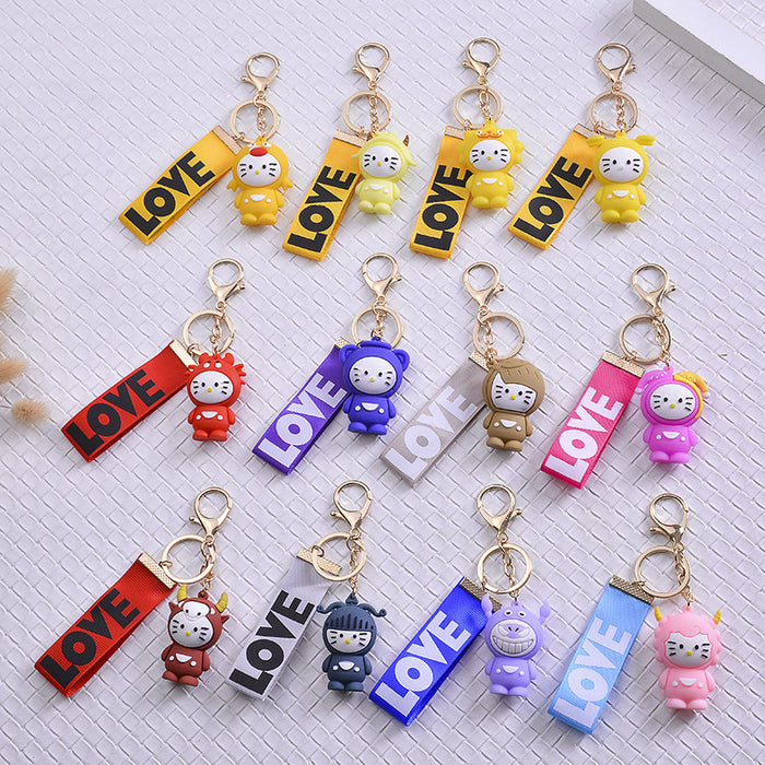 Wholesale twelve constellation cartoon 3D doll keychain MOQ≥2 JDC-KC-HYang003