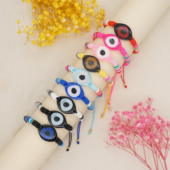 Wholesale Ethnic Style Retro Color Matching Color Resin Eye Mixing Color Clay bead bracelet  JDC-BT-YuX006