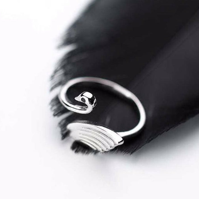 Wholesale Rings White Copper Plated 925 Silver White Swan MOQ≥2 JDC-RS-XiS003