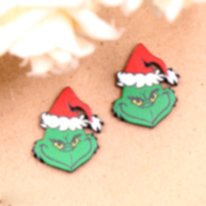 Wholesale Earrings Acrylic Christmas Cartoon Stud Earrings MOQ≥5 JDC-ES-XYan001