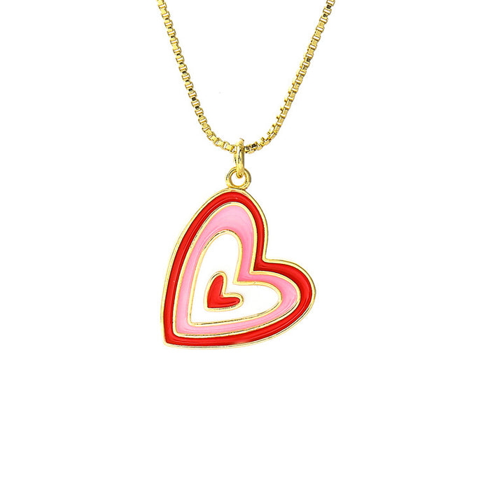 Wholesale Colorful Accessories Brass Gold Plated Micro Set Zircon Heart Necklace JDC-NE-JingY004