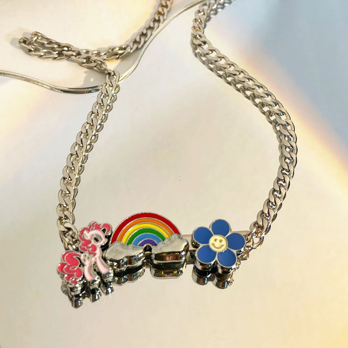 Wholesale Necklace Stainless Steel y2k Diamond Alphabet Cat Head Cherry Pendant Necklace JDC-NE-DLF006
