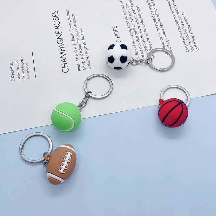 Wholesale Keychains For Backpacks Mini Basketball Football Keychain Simulation Sporting Goods Keychain MOQ≥10 JDC-KC-JuShu011