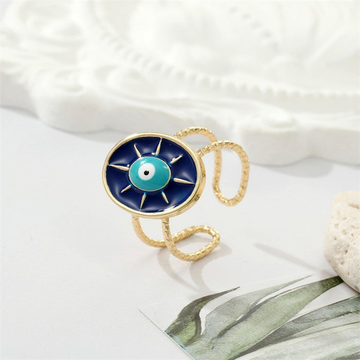 Wholesale Devil's Eye Alloy Ring MOQ≥6 JDC-RS-Juej010