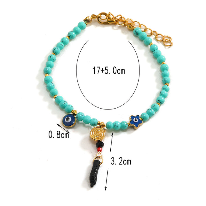 Wholesale Turquoise Devil's Eye Beaded Acrylic Bracelet MOQ≥12 JDC-BT-DuoX003