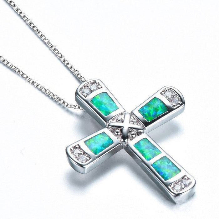 Wholesale Cross Opal Alloy Necklace JDC-NE-XunO029