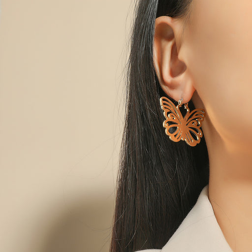 Jewelry WholesaleWholesale butterfly long alloy stud earrings JDC-ES-Kangh007 Earrings 康欢 %variant_option1% %variant_option2% %variant_option3%  Factory Price JoyasDeChina Joyas De China