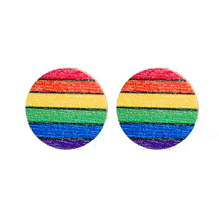 Wholesale Earrings Wooden Rainbow Daisy Stud Earrings 2 Pairs JDC-ES-HeYi080