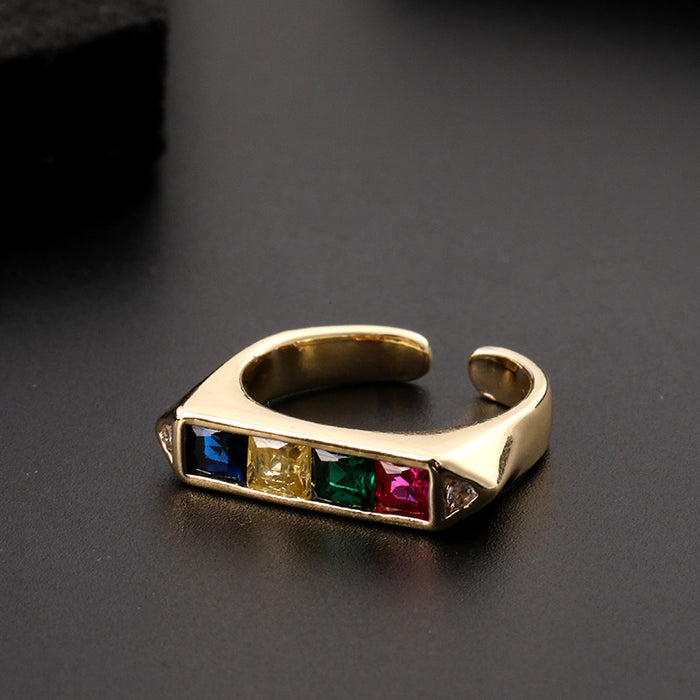 Wholesale Ring Copper Zircon Multi-color Adjustable MOQ≥2 JDC-RS-ShangY009