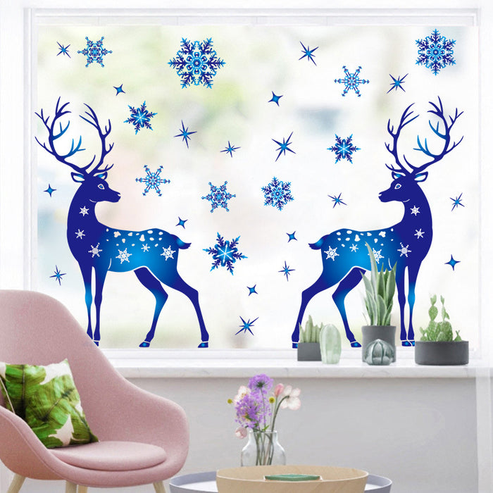 Pegatina de nieve decorativa al por mayor Pegatina de vidrio Decoración de ventana Blue Snowflake MOQ≥2 JDC-DCN-BOC002