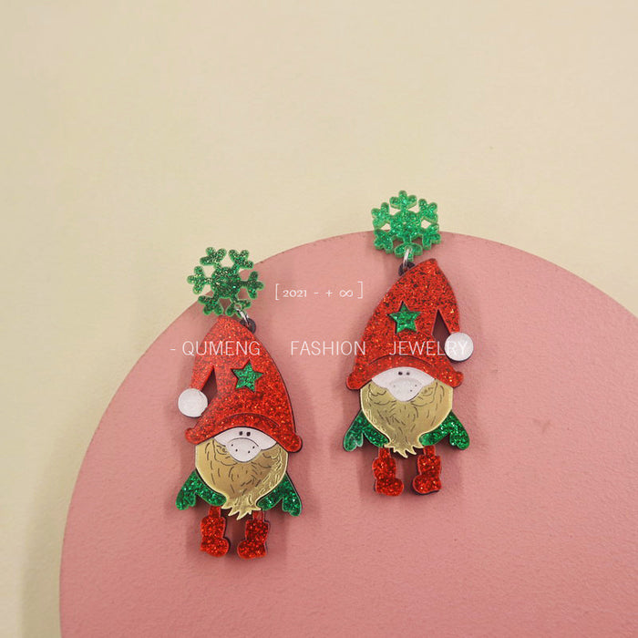 Wholesale Earrings Acrylic Christmas Santa Claus JDC-ES-MOSHU053