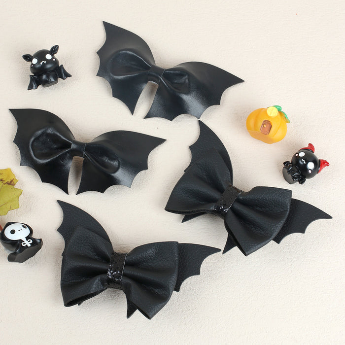 Wholesale Hair Clips Leather Black Bat Halloween MOQ≥5 JDC-HC-HaiS002