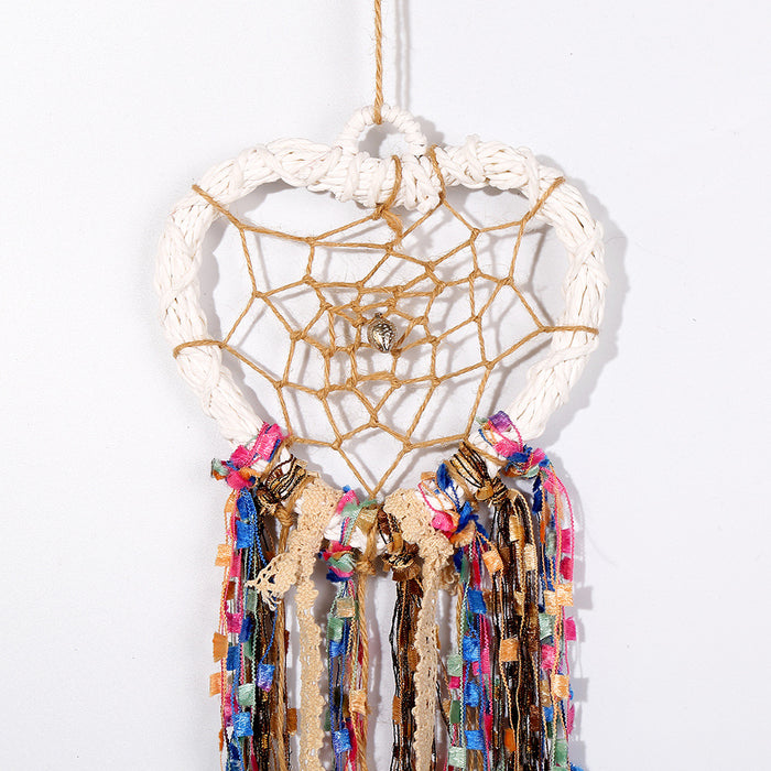 Wholesale Feather Copper Wire Woven Heart Shaped Dreamcatcher MOQ≥2 JDC-DC-DYue005