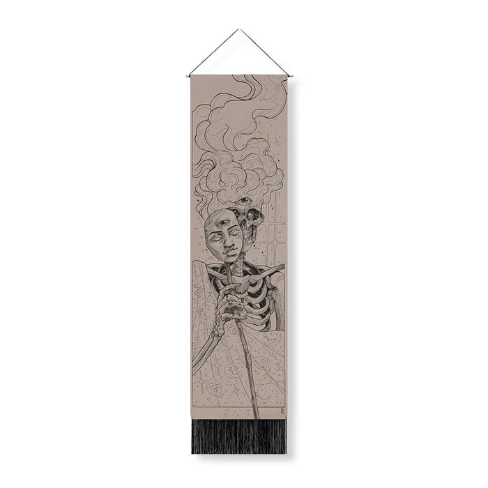 Wholesale Decorative Linen Skull Print Hanging Cloth MOQ≥2 JDC-DCN-Jianjie013