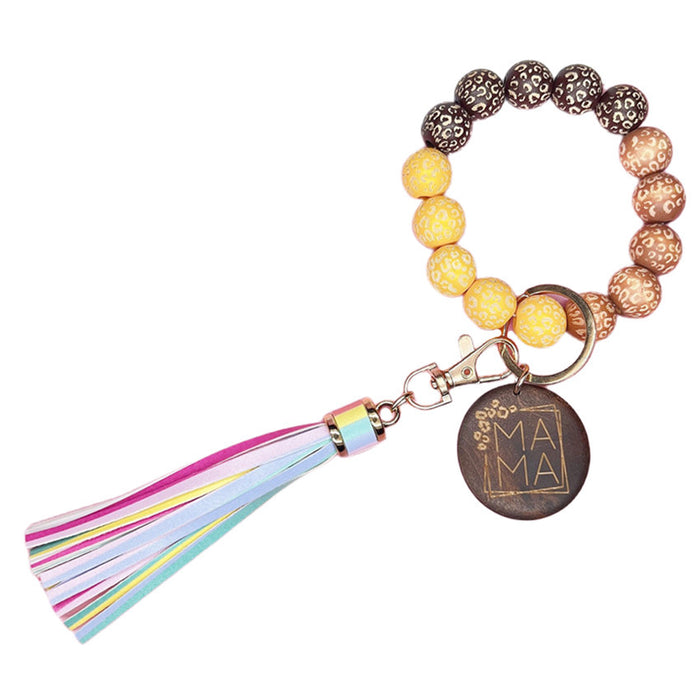 Jewelry WholesaleWholesale Mother's Day Wood Beads MAMA Letters PU Tassel Keychain JDC-KC-WuoD010 Keychains 沃铎 %variant_option1% %variant_option2% %variant_option3%  Factory Price JoyasDeChina Joyas De China