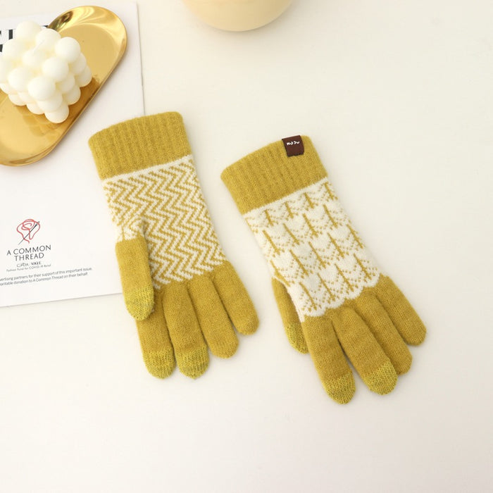 Wholesale Gloves Acrylic Warm Retro Knit Touch Screen JDC-GS-YanD008