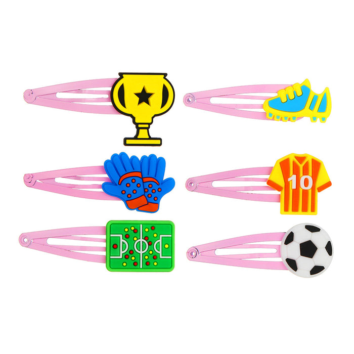 Wholesale Hair Clips Iron PVC World Cup Jersey Soccer Kids 20pcs JDC-HC-KShou001