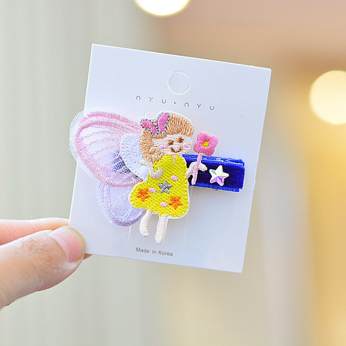 Wholesale Hair Clips Fabric Cute Embroidered Angel MOQ≥2 JDC-HC-Chenk001