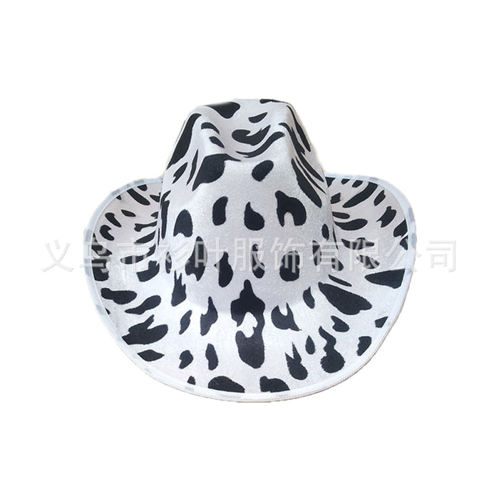 Wholesale Milk Print Cowboy Hat Sequin Black White MOQ≥2 JDC-FH-ShanY001