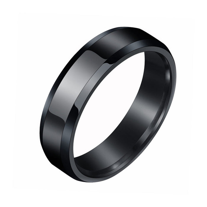 Wholesale Glossy Stainless Steel Ring Tricolor Double Beveled Edge Titanium Steel JDC-RS-XinG001