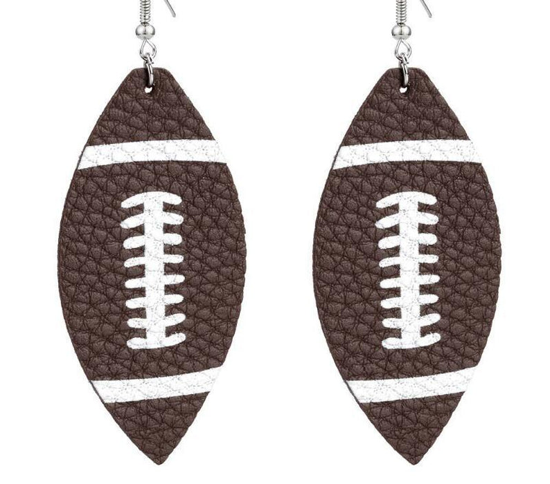 Wholesale Football Rugby Devil's Eye Leather Earrings MOQ≥2 JDC-ES-Zhongn006