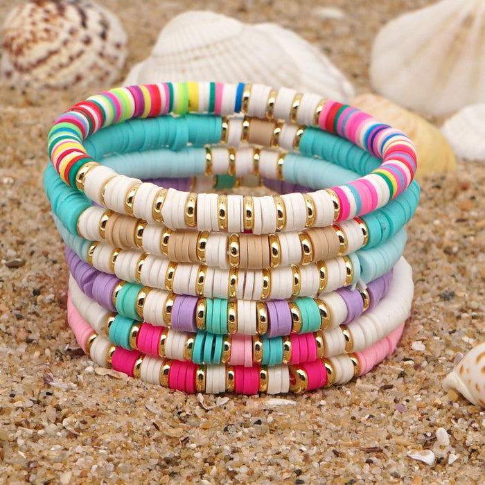 Wholesale Boho Stainless Steel Spacer Bead Bracelet Colorful Ethnic Style Clay bead bracelet  JDC-BT-YuX005