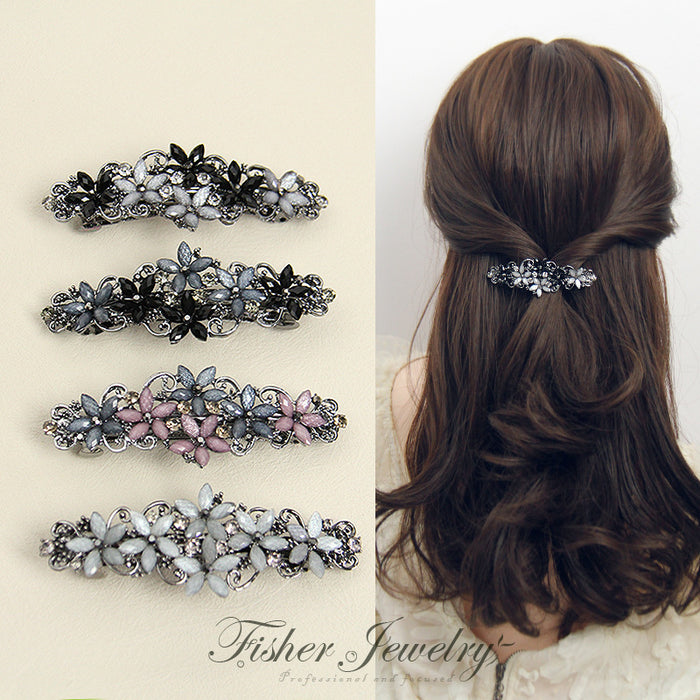 Clips de cabello al por mayor aleación diamantes de diablo vintage elegante clip de primavera jdc-hc-fse003