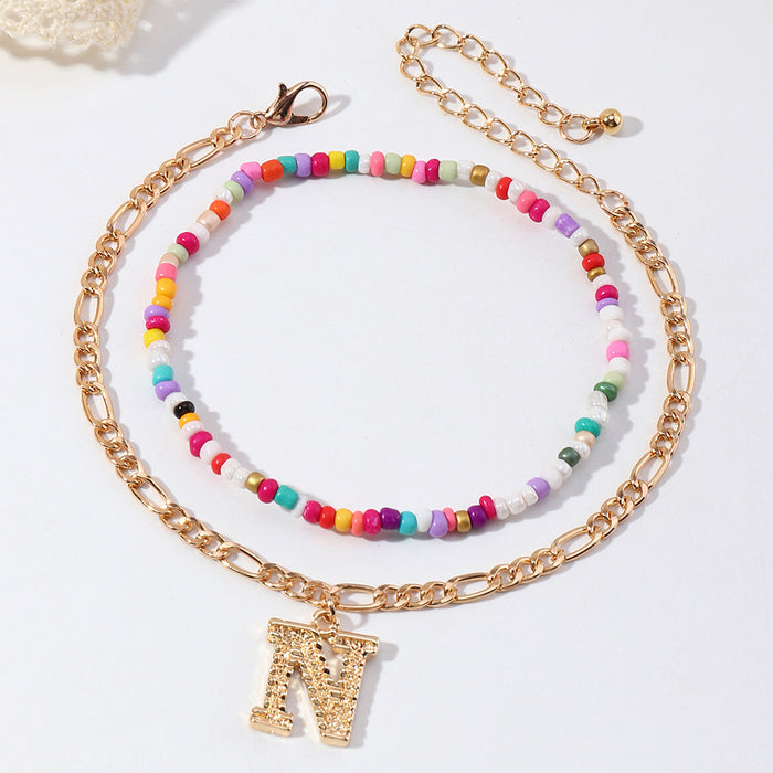 Tendencia simple al por mayor tendencia playa de color bead anklet jdc-as-nz017