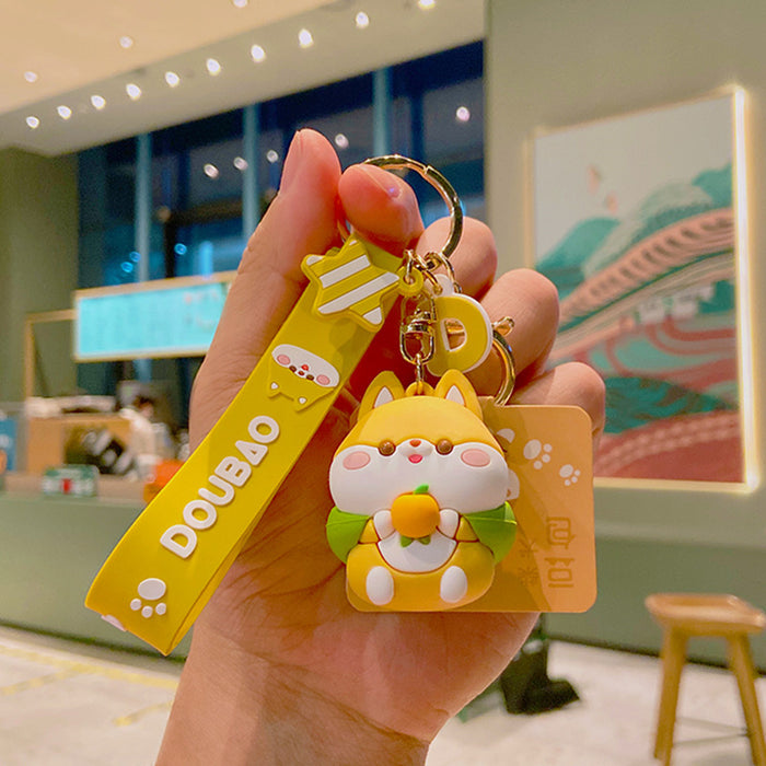 Wholesale keychain cartoon Shiba Inu pvc soft doll cute bag pendant MOQ≥2 JDC-KC-YDao002