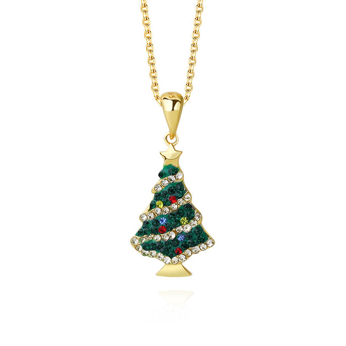Wholesale Necklaces Copper Color Zircon Christmas Tree MOQ≥2 JDC-NE-HeNa002