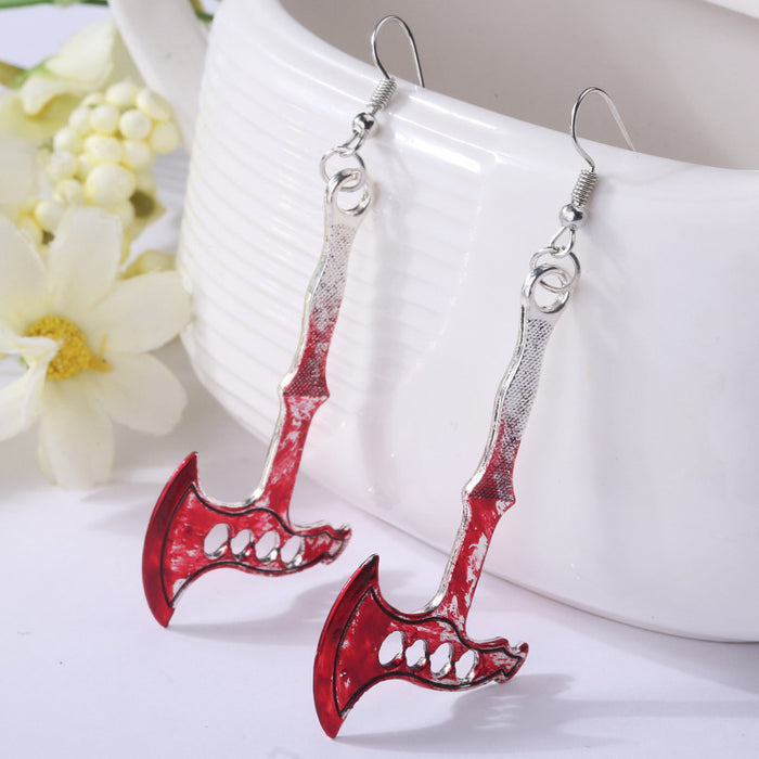 Wholesale Earrings Acrylic Halloween Bloodstains Scissors Axe MOQ≥2 JDC-ES-Heyi022