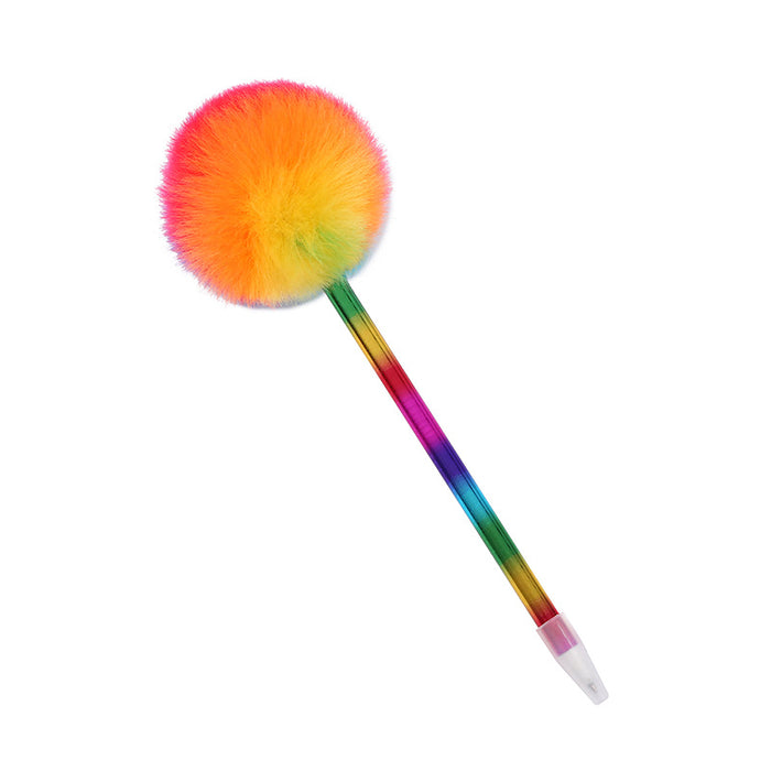 Wholesale Cartoon Plush Plastic Rainbow Hair Ball Pen Ballpoint Pen JDC-BP-JT002