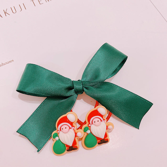 Wholesale Hair Scrunchies Ribbons Resin Kids Christmas Collection Bows JDC-HS-HaN012